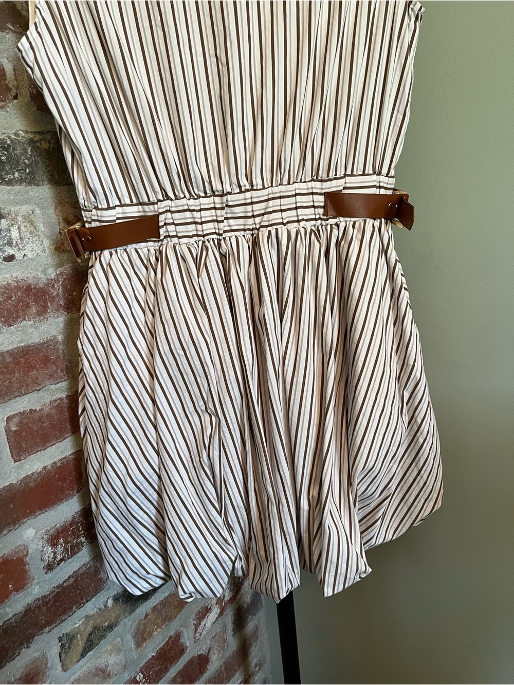 Maeve Belted Bubble-Hem Mini Shirt Dress | size small - Picture 6 of 9